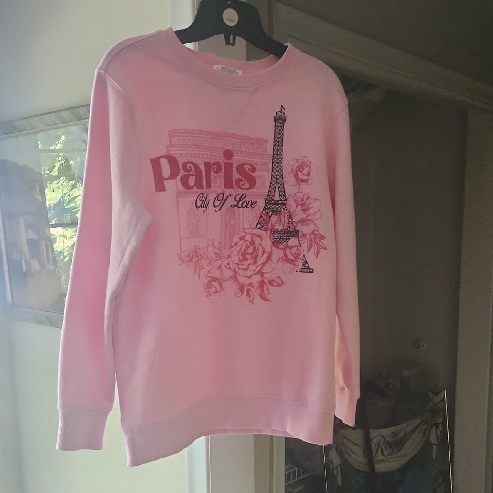 L1  Pink Paris embroidered City of Love Sweatshirt